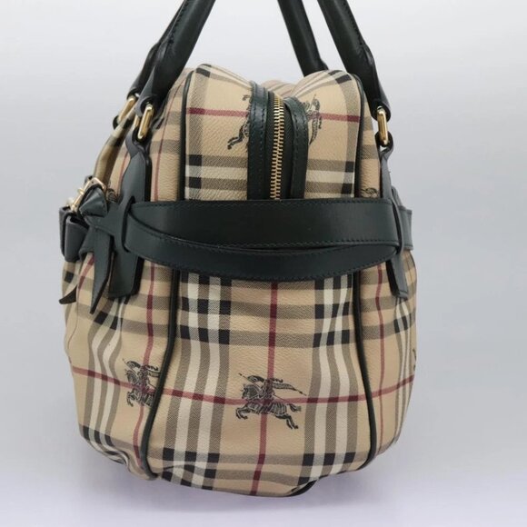 BURBERRY Nova Check Hand Bag PVC Beige Gold Auth - Picture 15 of 16